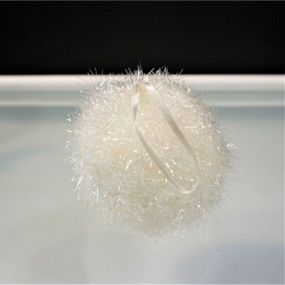 Frosted Snowflake And Snowball Feathered Tinsel Glittery Christmas Ornaments - Picture 4 of 7